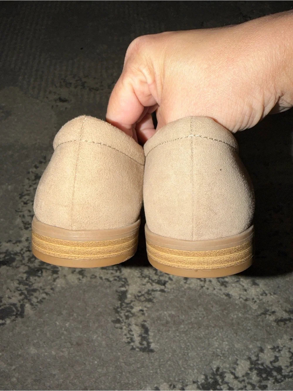 Faux Suede Slip-On Loafer in Tan/Beige